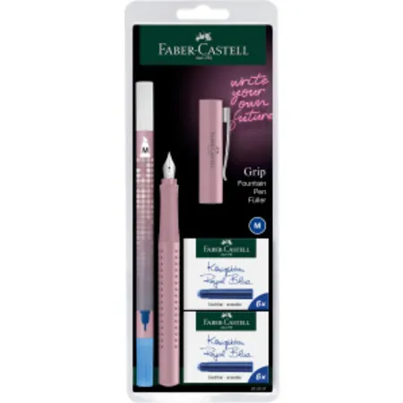 Faber-Castell Füller Grip 2010 M Tinte+Tilö rose sh BK Set