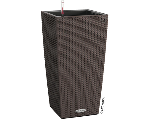 Lechuza Cubico Cottage plantenbak, kunststof, 30 x 30 cm (L x B x H), mokka, inclusief zelfbewateringssysteem en waterniveau-indicator