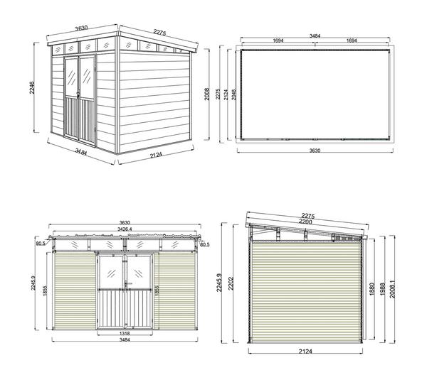 Weide Gartenhaus, ca. B338/H226/T218 cm