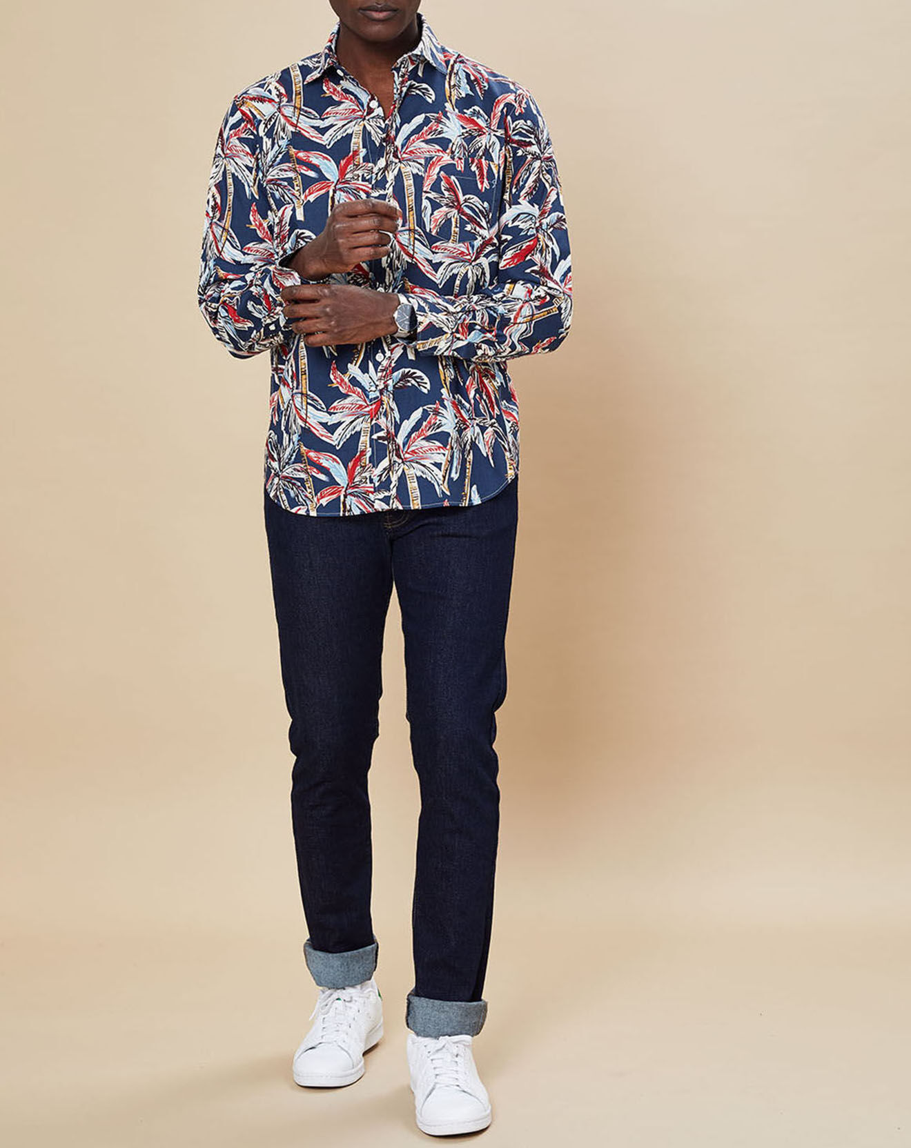 Hartford Chemise Regular Fit Paul imprimée marine/multicolore
