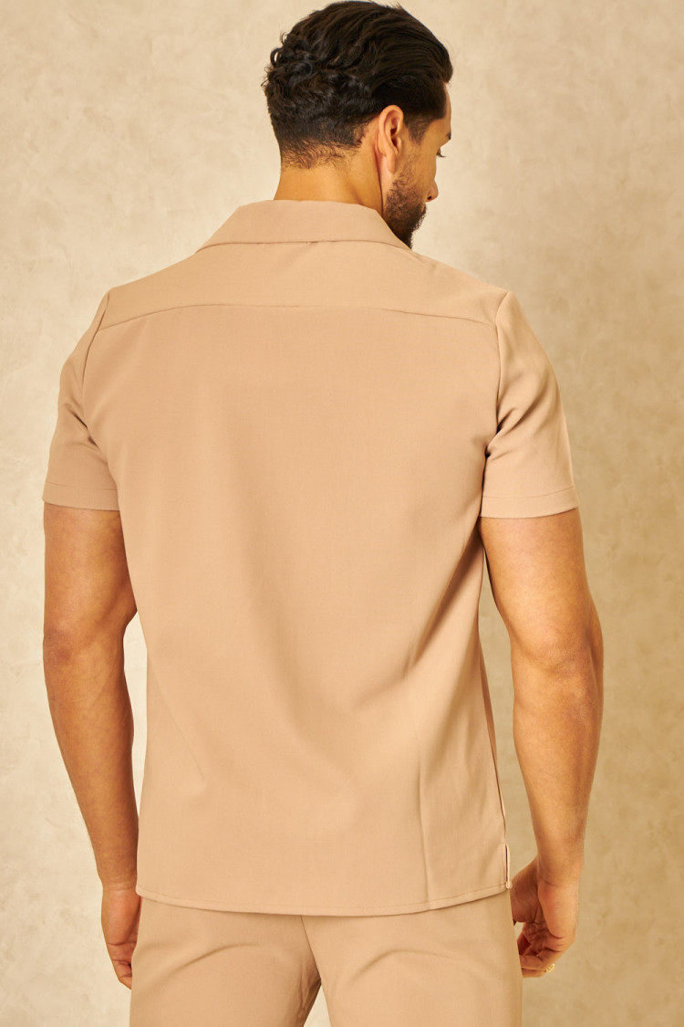 Ensemble 2 pièces chemise + pantalon beige
