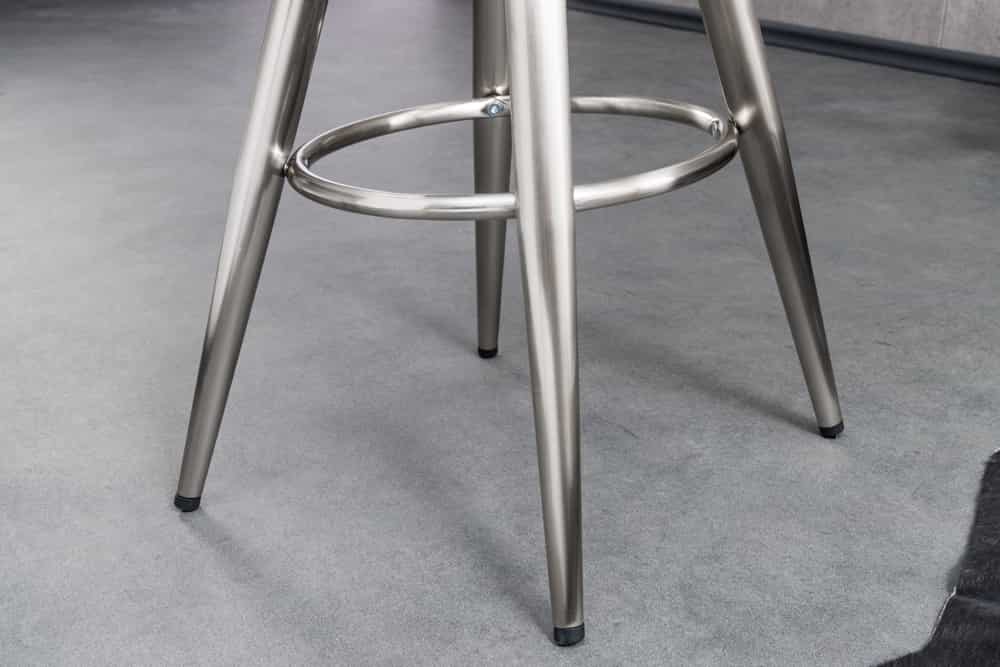 Höhenverstellbarer Barhocker INDUSTRIAL Chrom gebürstet silber schwarz Metall rund drehbar