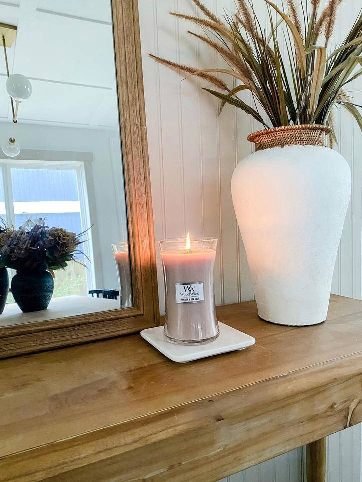 WoodWick geurkaars Vanilla & Sea Salt Large