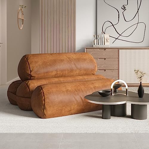 Stilvolles Beige Schlafsofa & Chaiselongue mit Armlehnen & 2 Lendenkissen - Ultraweiches Polsterbett für Wohnzimmer & Schlafzimmer - Kompakt