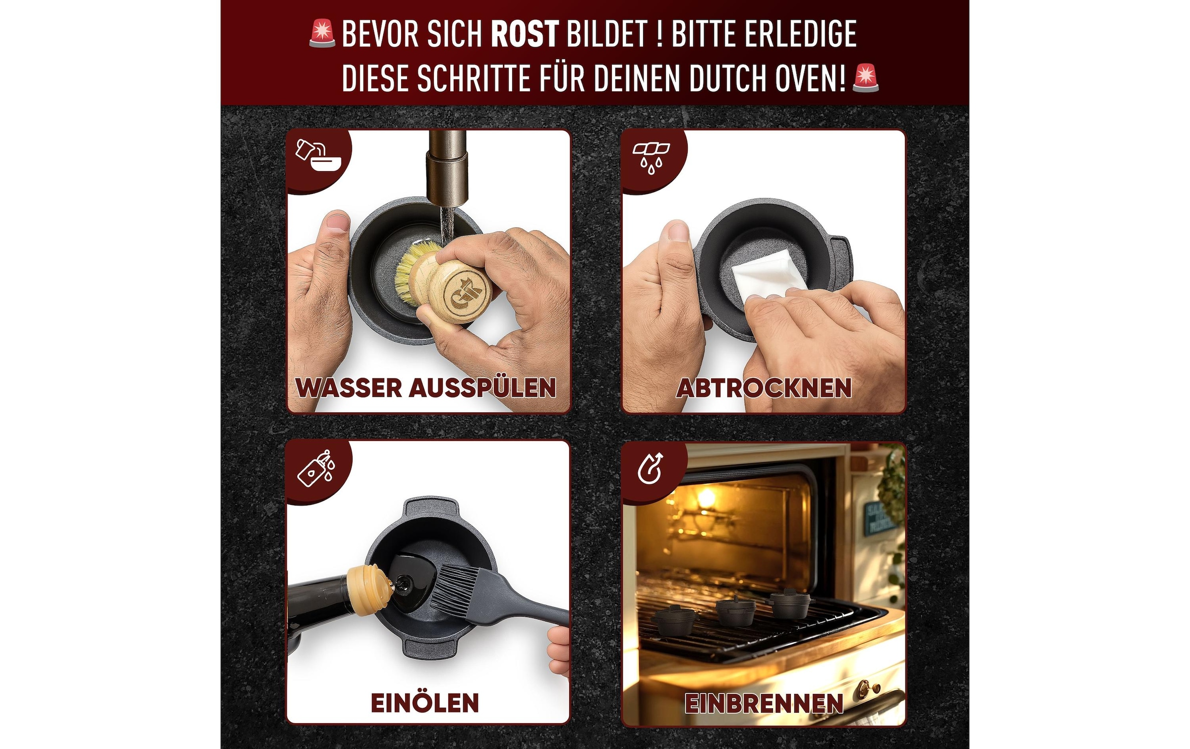 Grilltopf »Gusskoenig Mini Dutch Set 4 Töpfe« 8 Stk. tlg. Gusseisen
