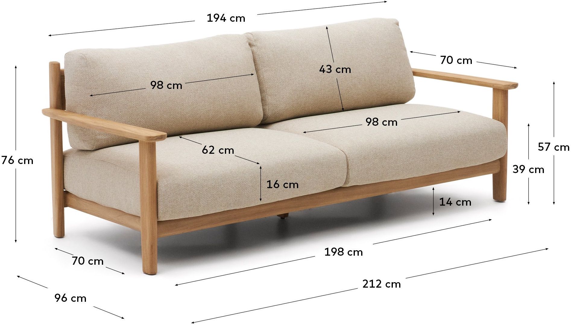 Kave Home   Tirant Outdoor 3-Zitsbank