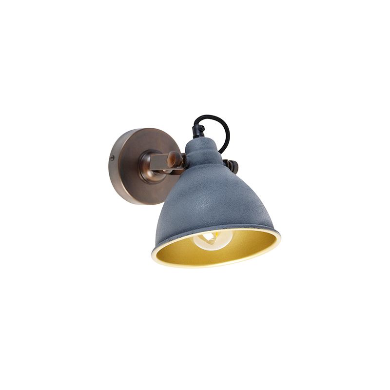 Industriële wandlamp beton met koper verstelbaar - Liko