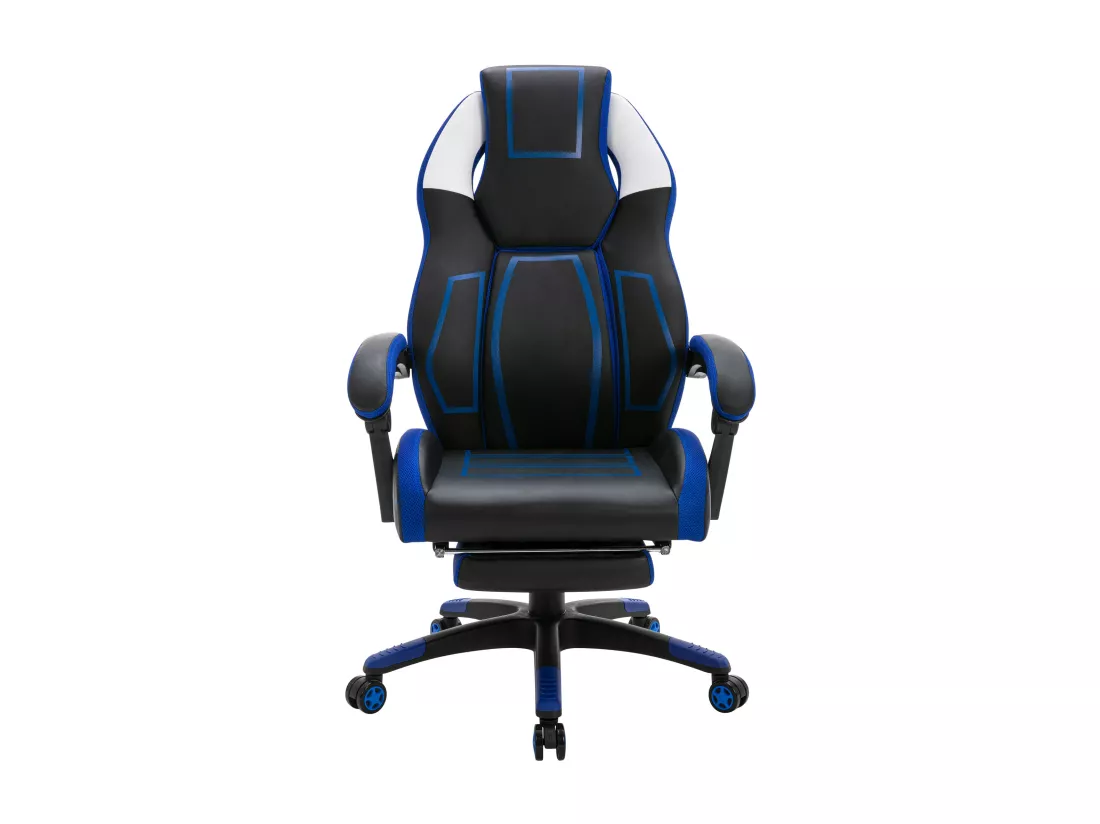 Chaise de bureau - Similicuir & Plastique - Noir / Bleu - Clovis