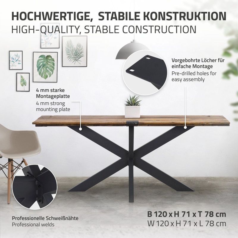 ML-Design Tafelpoten X-Design - Zwart - 78x71x120 cm - Metaal