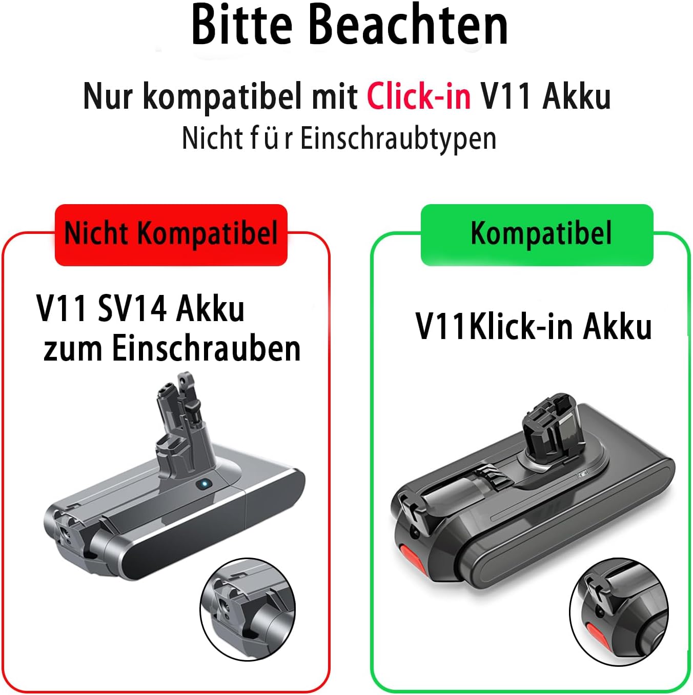 V11 SV15 SV17 Akku für Dyson, 25.2V 3950mAh V11 Ersatz Click-in Akku, kompatibel mit V11/SV15/SV17/V11 Outsize/V11 Tier/Drehmoment Antrieb Extra/Absolute Staubsauger (Nicht FIT V11 SV14 Schraubtyp)