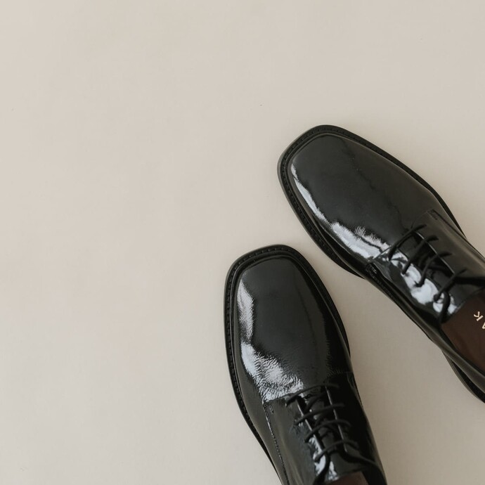 Derbies  en cuir plissé noir