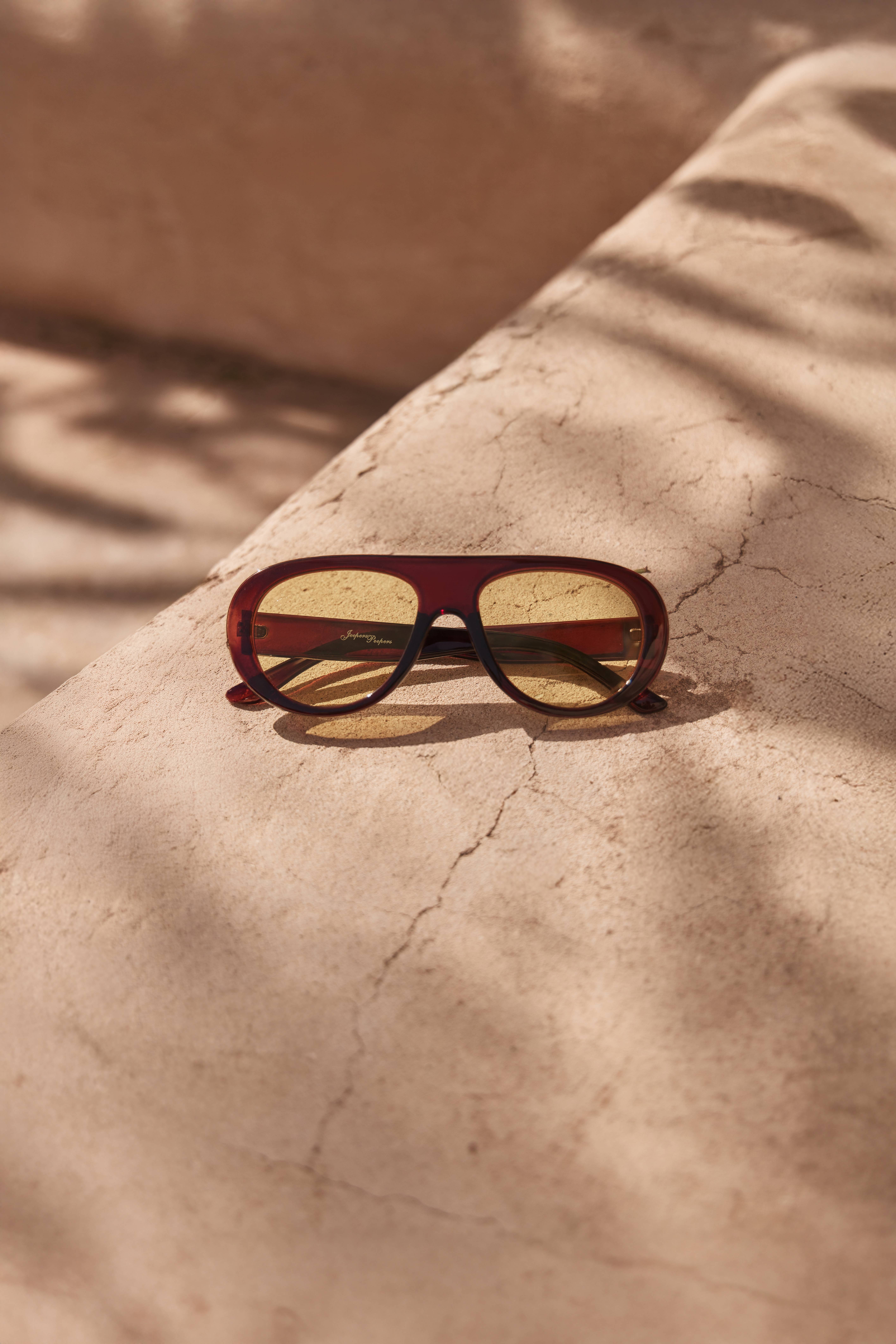 Marron Lunettes De Soleil Aviateur Rondes Épaisses Jeepers Peepers
