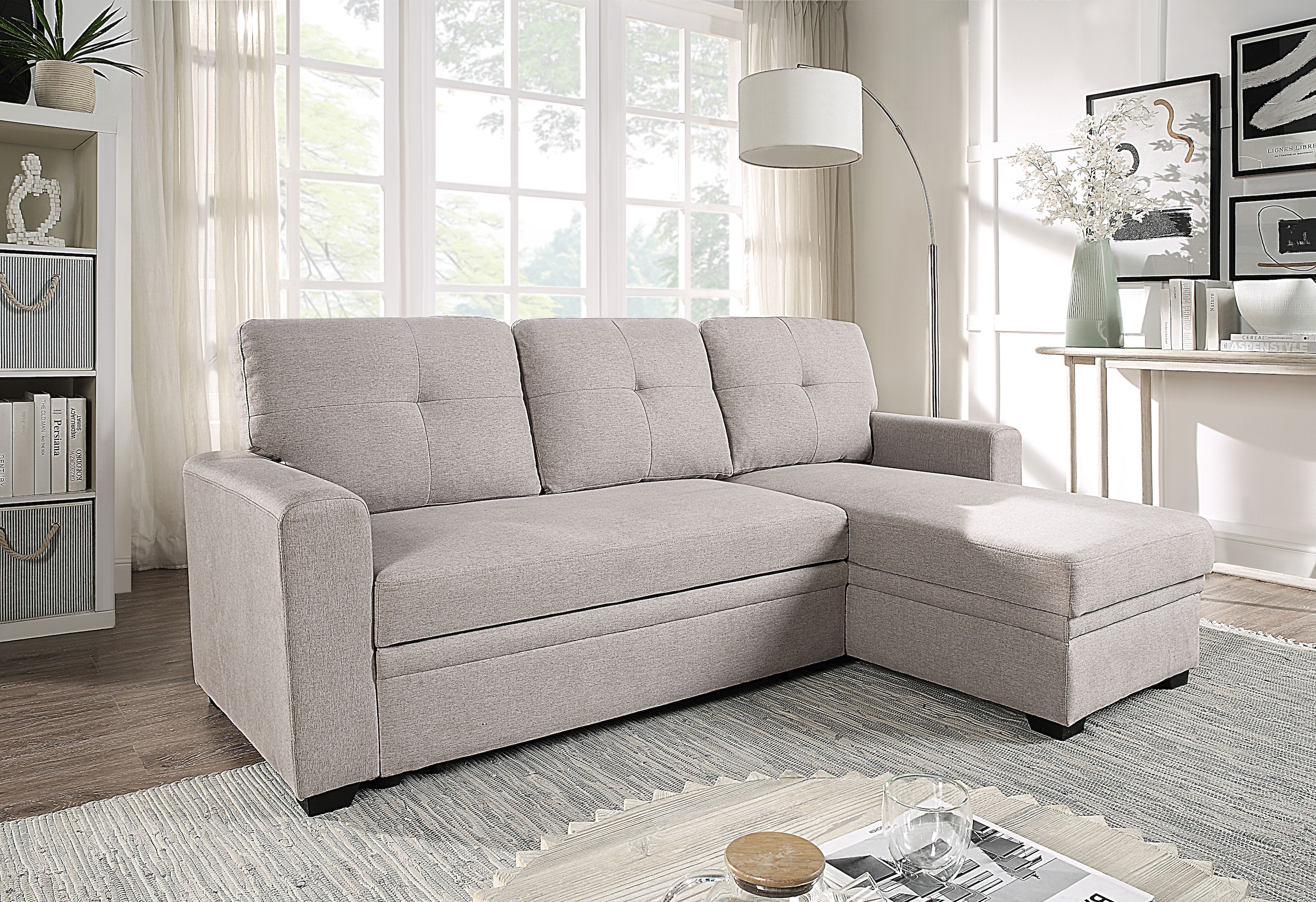 ATLANTIC home collection Ecksofa »Gerrit L-Form, B: 216 cm« mit Bettfunktion & Bettkasten