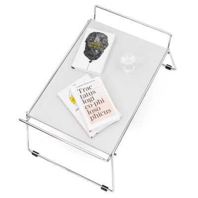 Tabletttisch Bloch, Chrom / Hellgrau