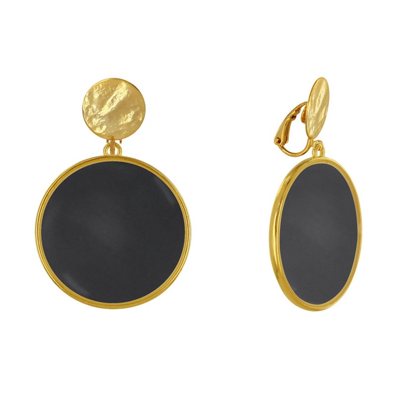Boucles d'Oreilles Clip Métal Doré Cercle Coloré Translucide