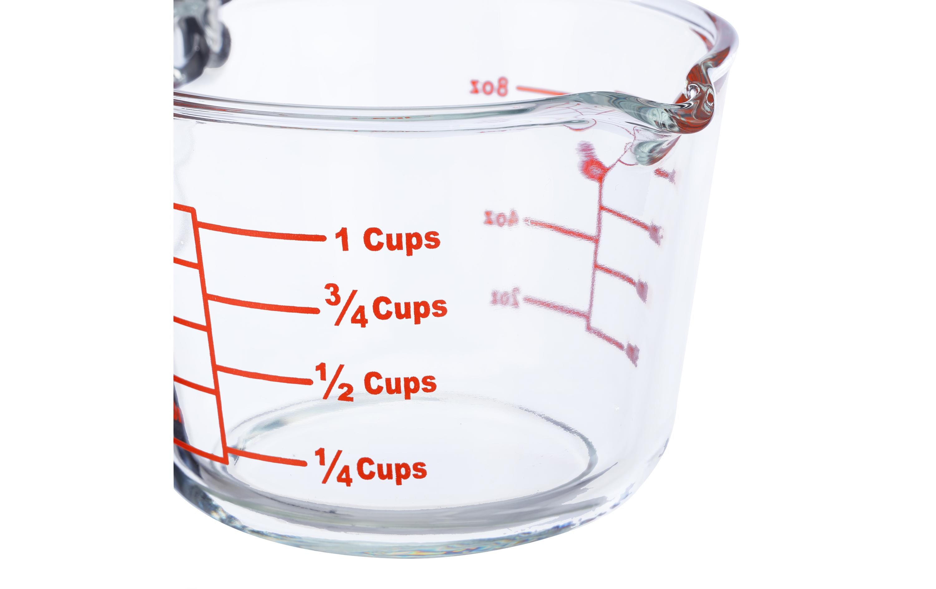 Messbecher 250 ml, Rot/TransparentGlasmessbecher