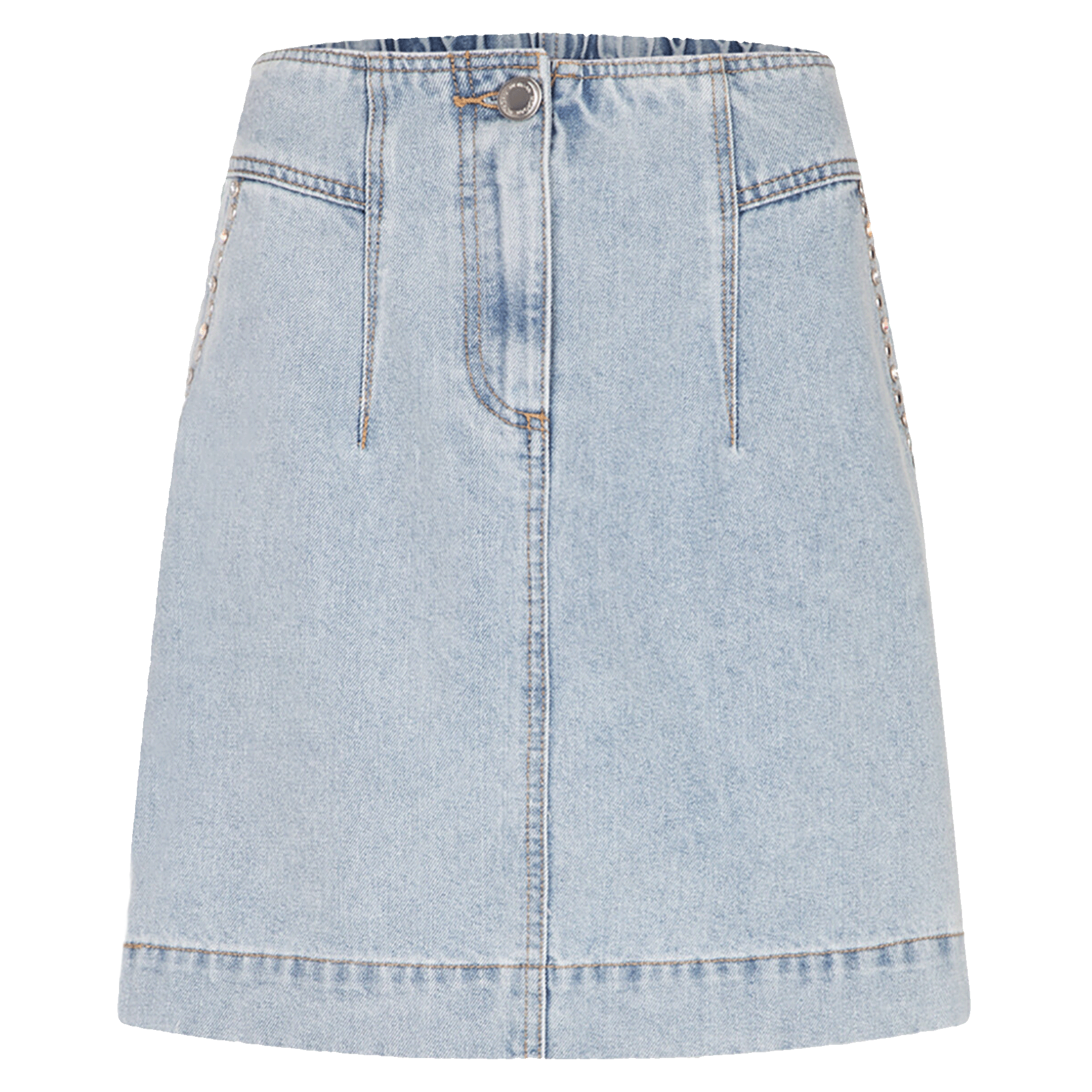 JAQUA - Jupe courte droite en denim de coton | Bleu