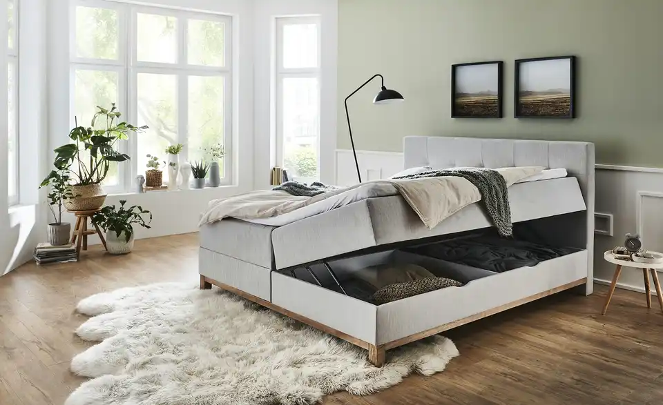 Boxspringbett Catania Hellgrau 180 cm