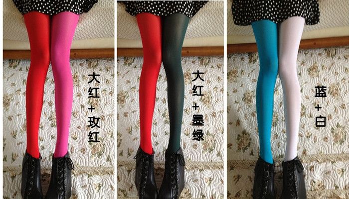 Kuromori - Tweekleurige effen panty's
