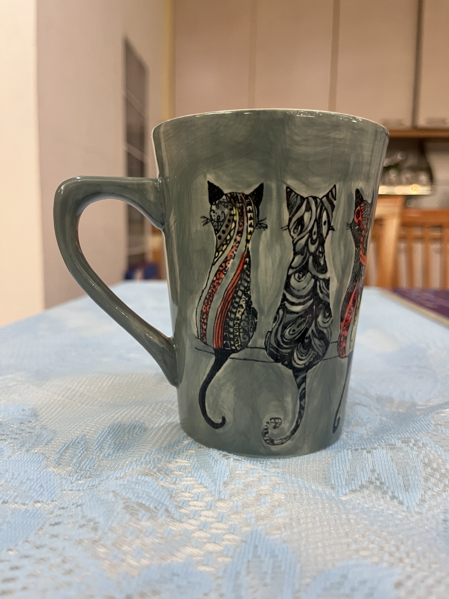 Tasse '3 Katzen', grau, multicolor, Ø 9 cm, 12,5 cm zu 5,80