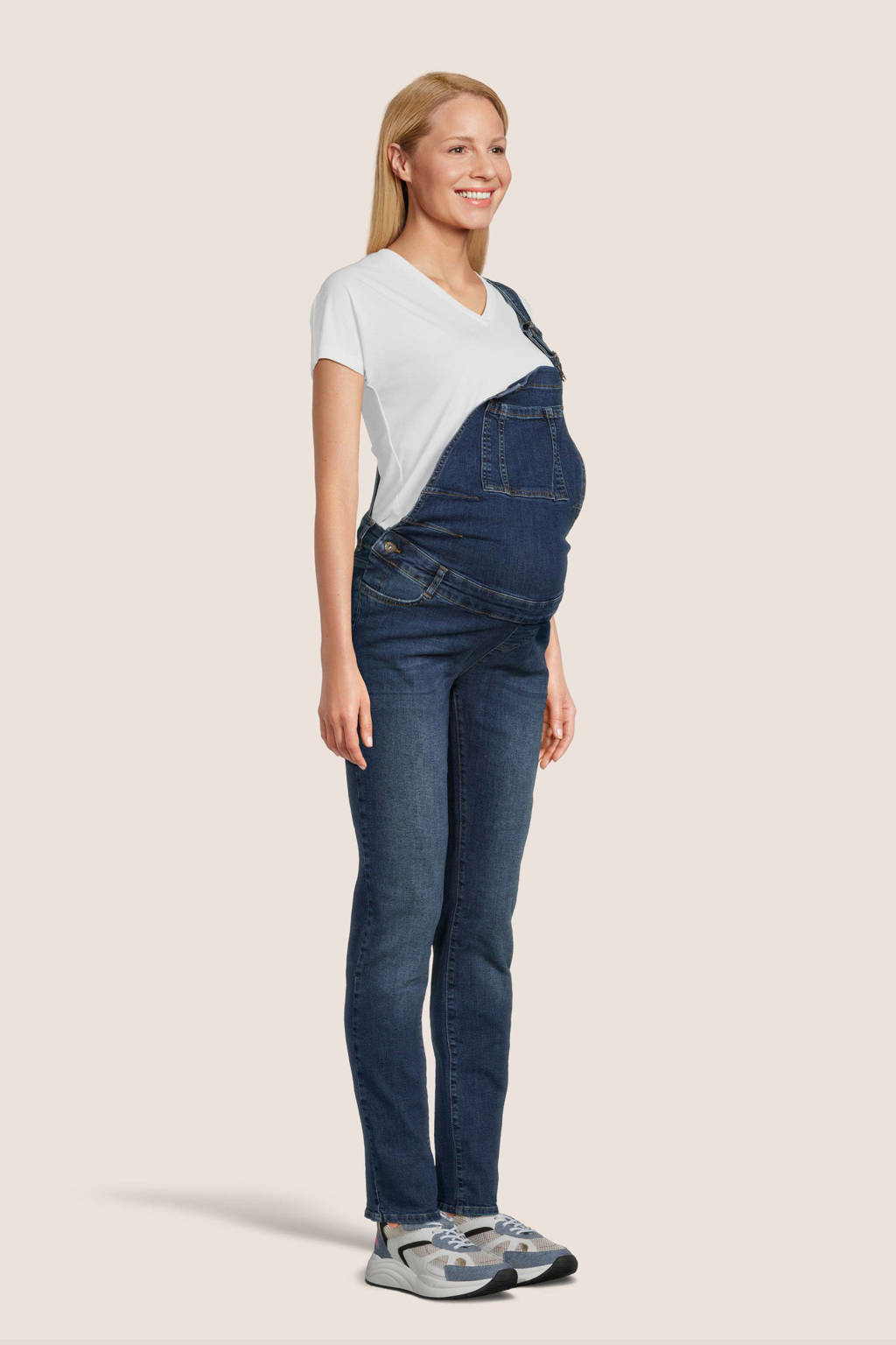 LOVE2WAIT regular fit zwangerschapstuinbroek stonewashed