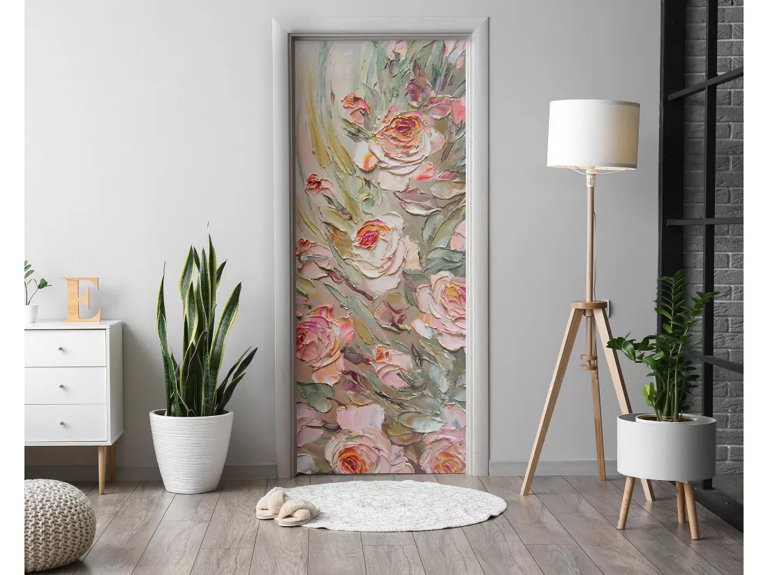 Stickers de porte autocollants - Bouquet de roses 85x205 cm