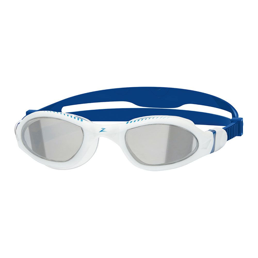 Zoggs TIGER LSR+ LIQUID SKIN RACE MIRROR - Lunettes de natation white blue/mirrored smoke