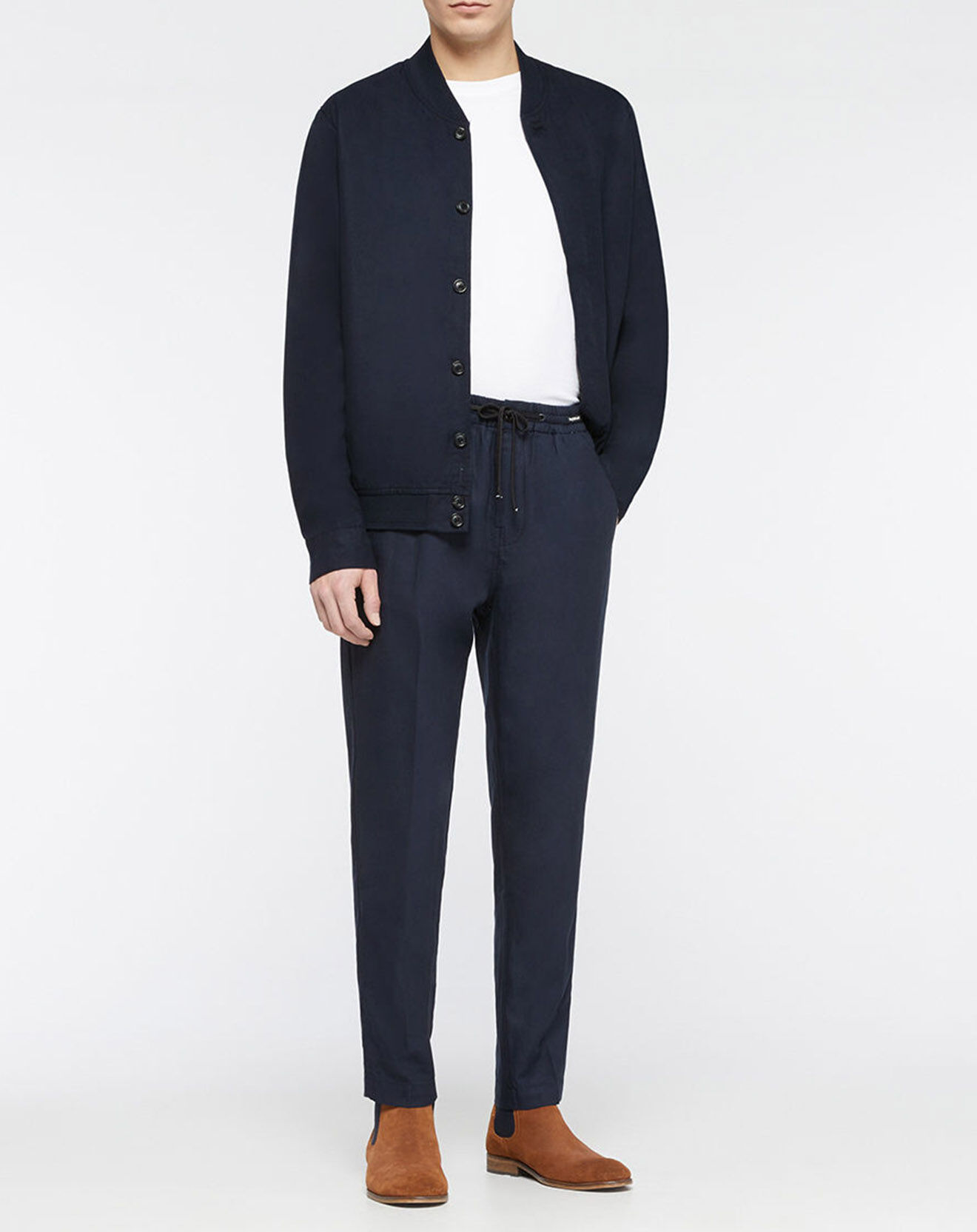 Scotch & Soda Blouson en Lin mélangé bleu marine