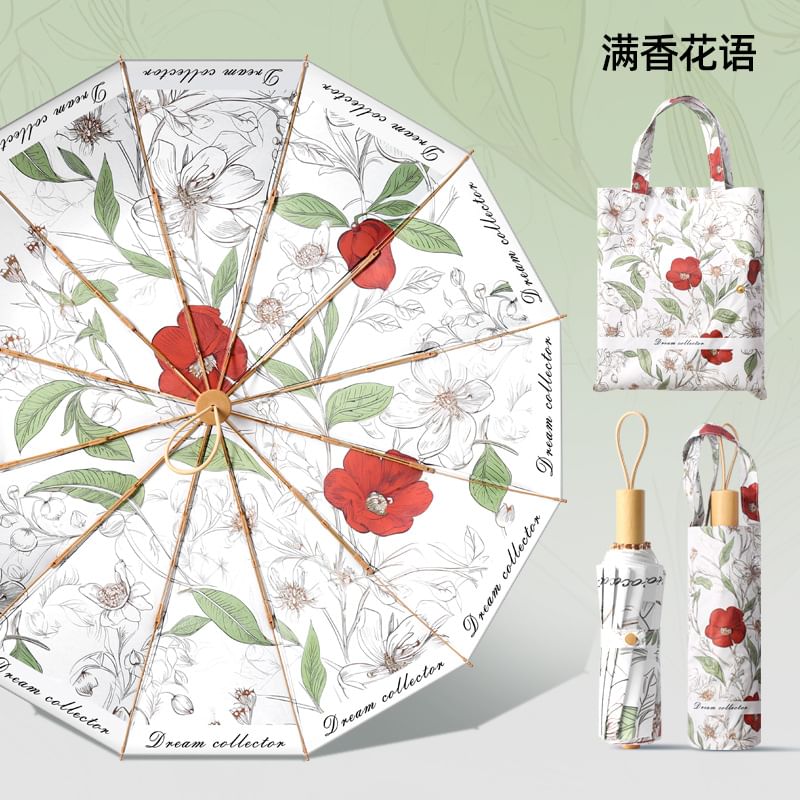 Fenmo - Compacte paraplu met bloemenprint (verschillende ontwerpen)