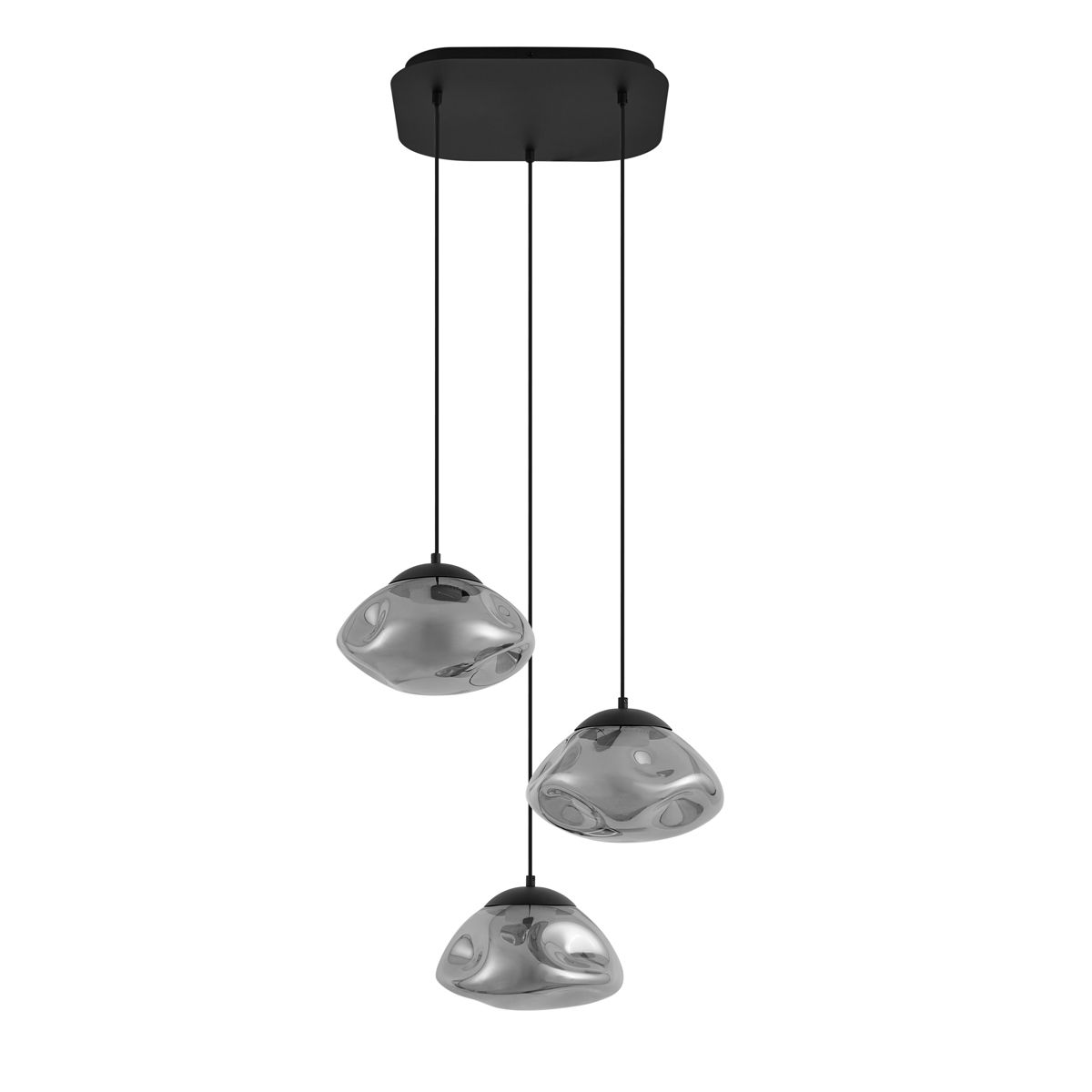 Design hanglamp zwart met smoke glas 3-lichts - Gus