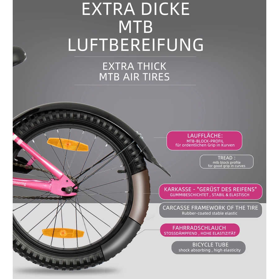 PROMETHEUS BICYCLES® Tandem Fahrradanhänger 18 Zoll Rosa