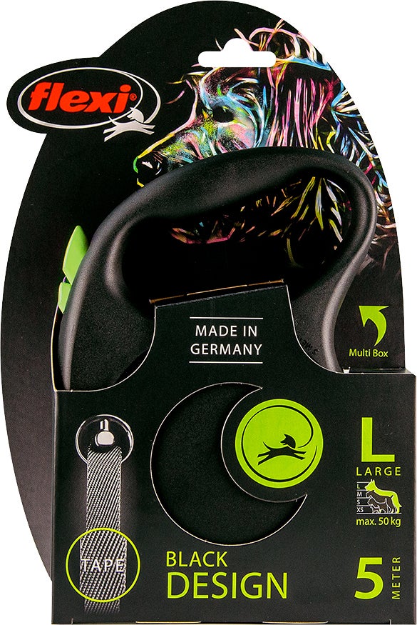 Flexi hondenriem rollijn Black Design tape L groen 5 m
