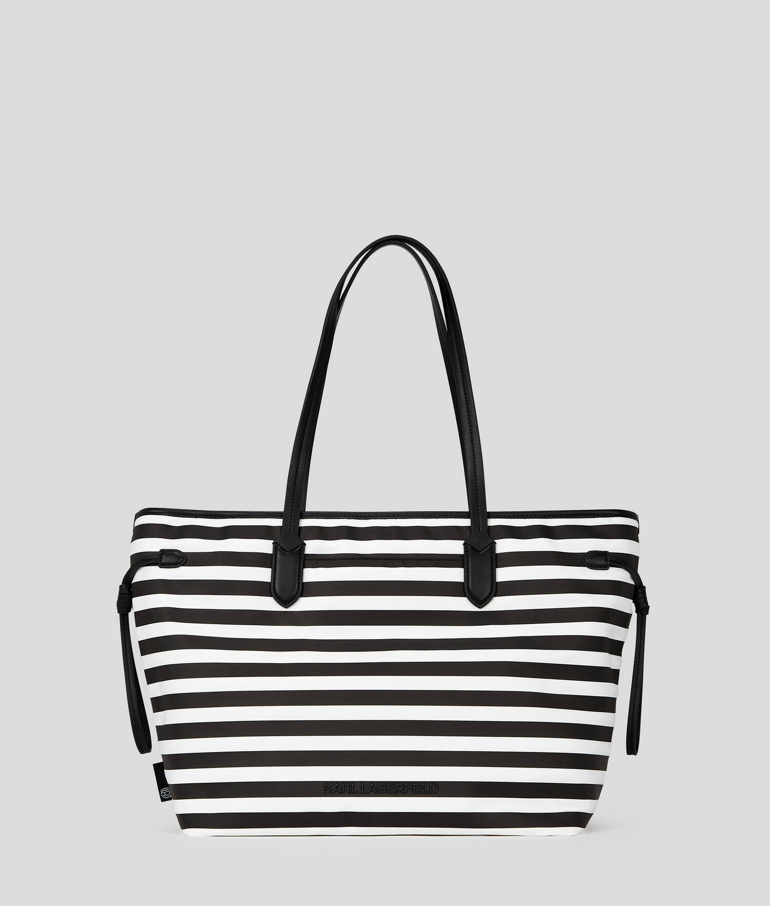 SAC CABAS EN NYLON IKON - Petite rayure Noir-Blanc