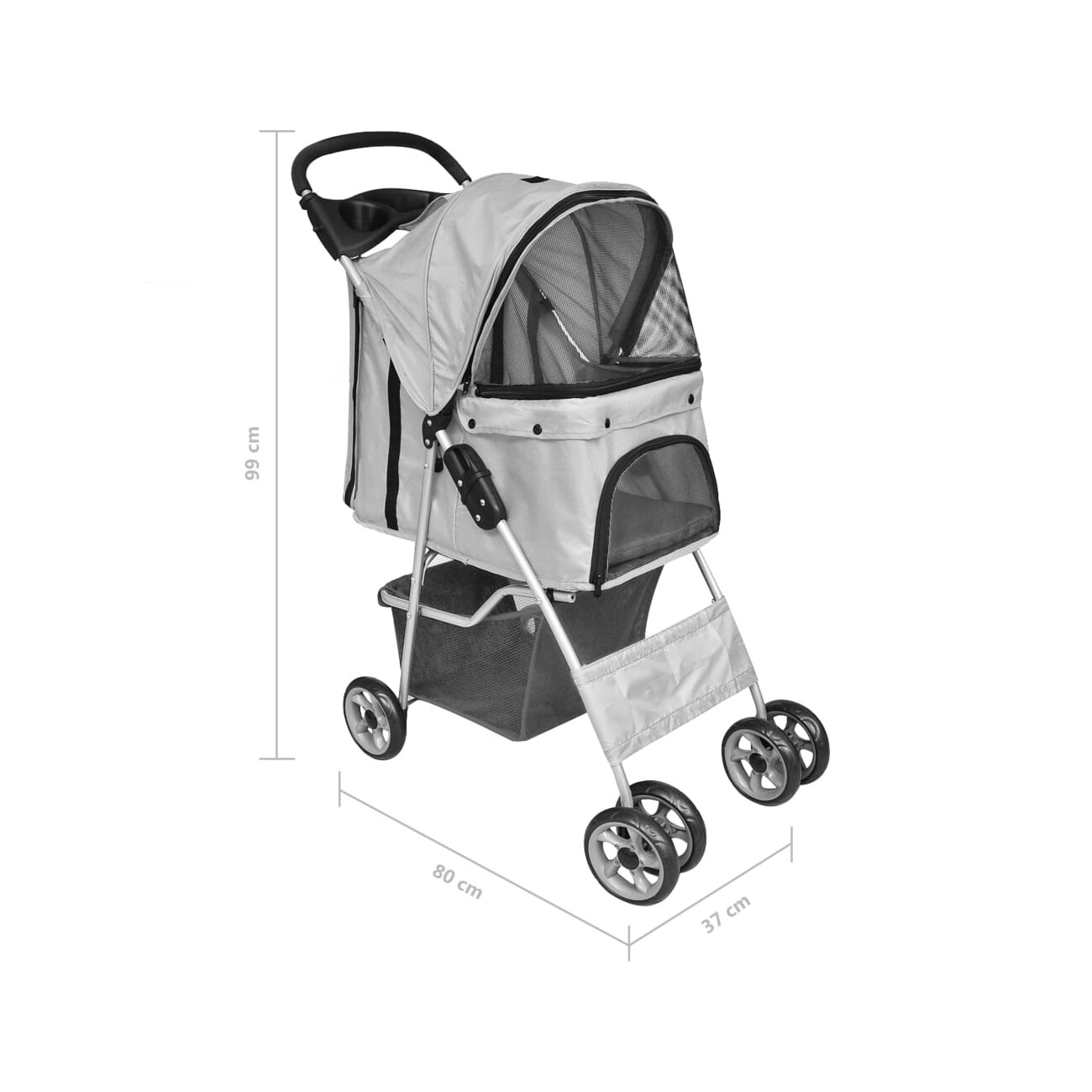 VidaXL Hundetransporter 37x80x99 (B x T x H) grau