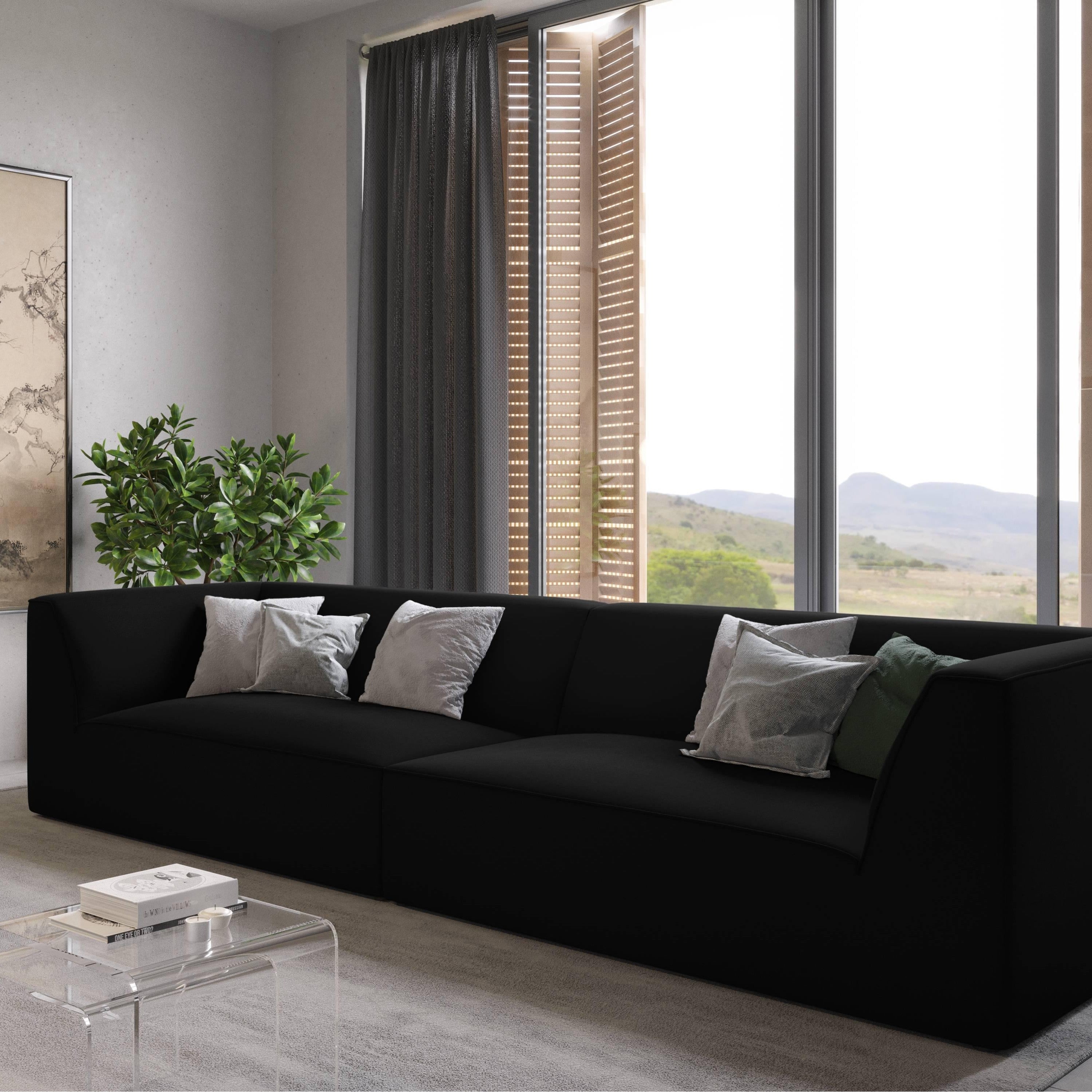 Windsor & Co Sao 4-zitsbank - Velvet - Zwart