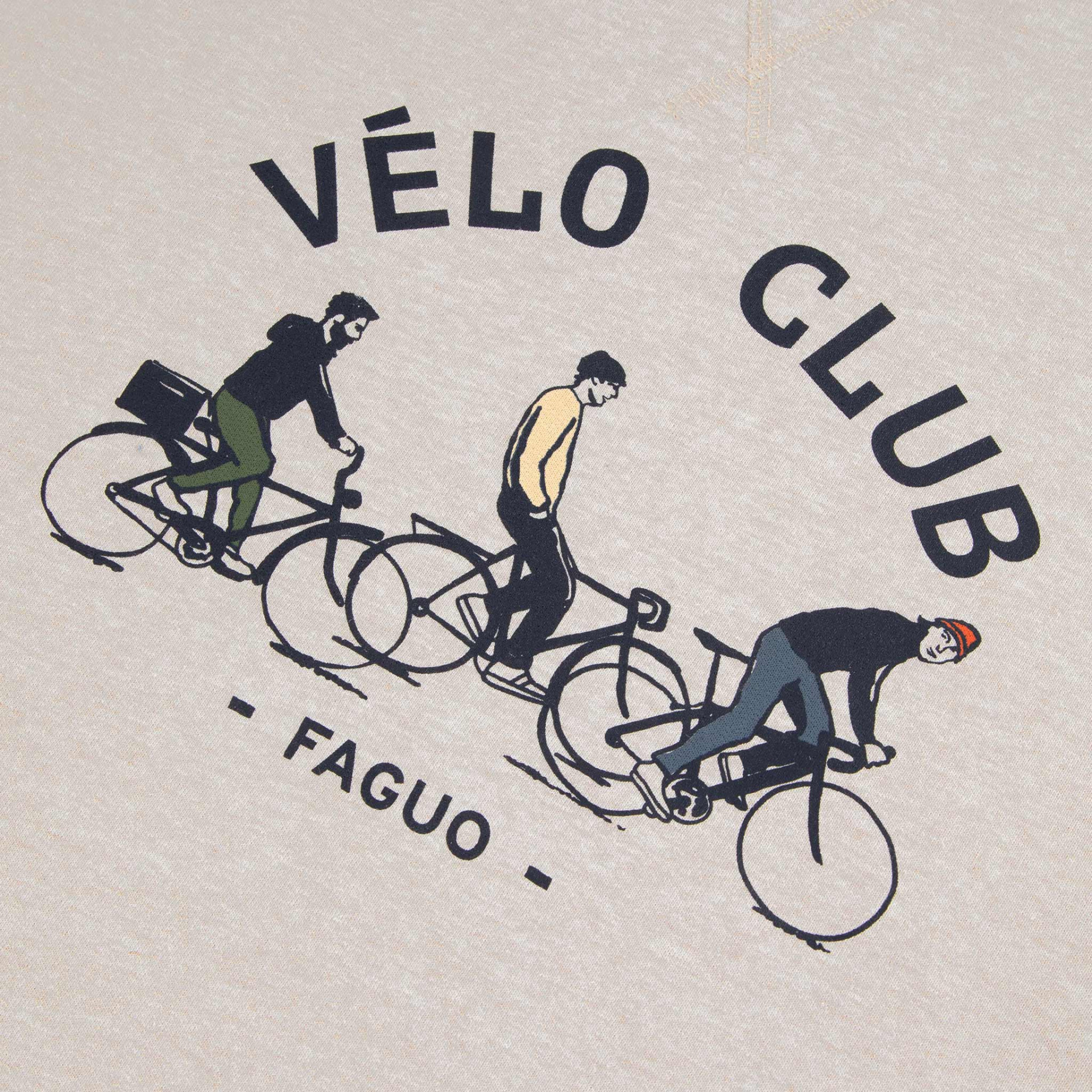 Sweat beige chiné Vélo Club Coton recyclé - modèle Darney