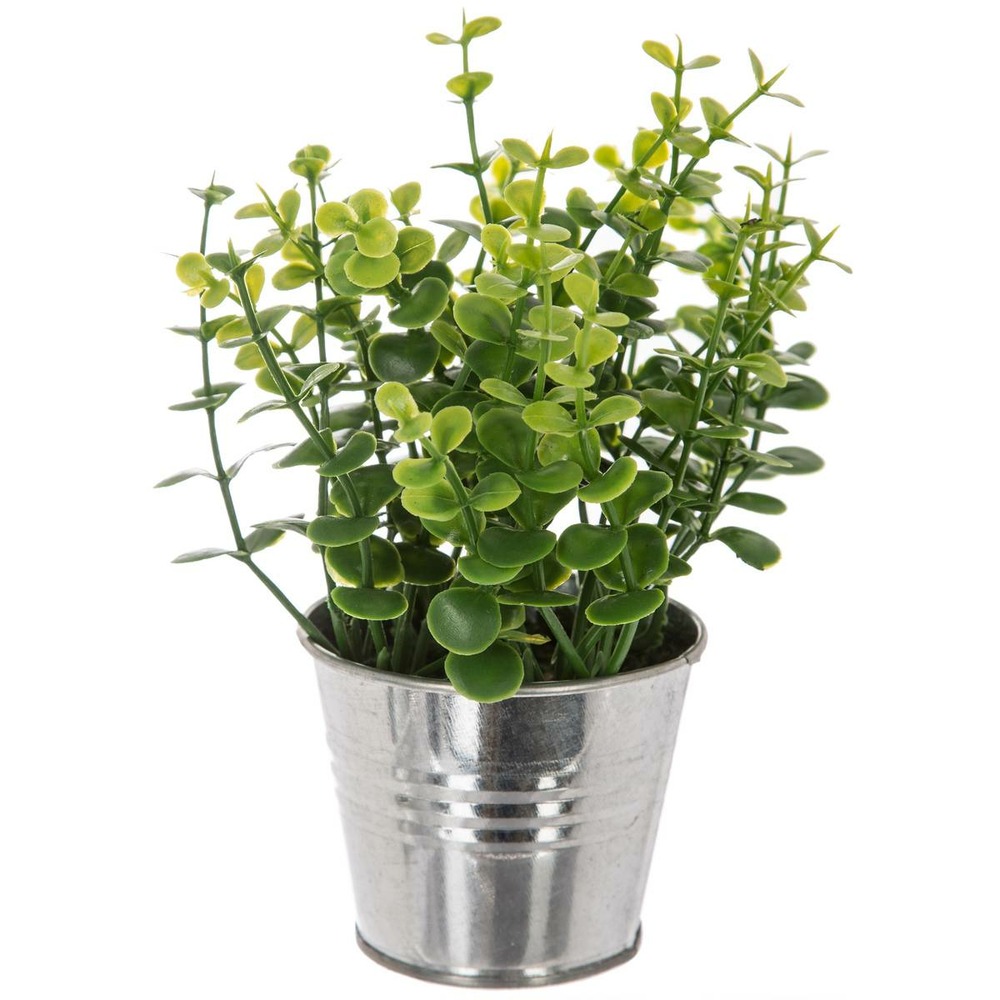 Plante artificielle pot en zinc h 17 cm