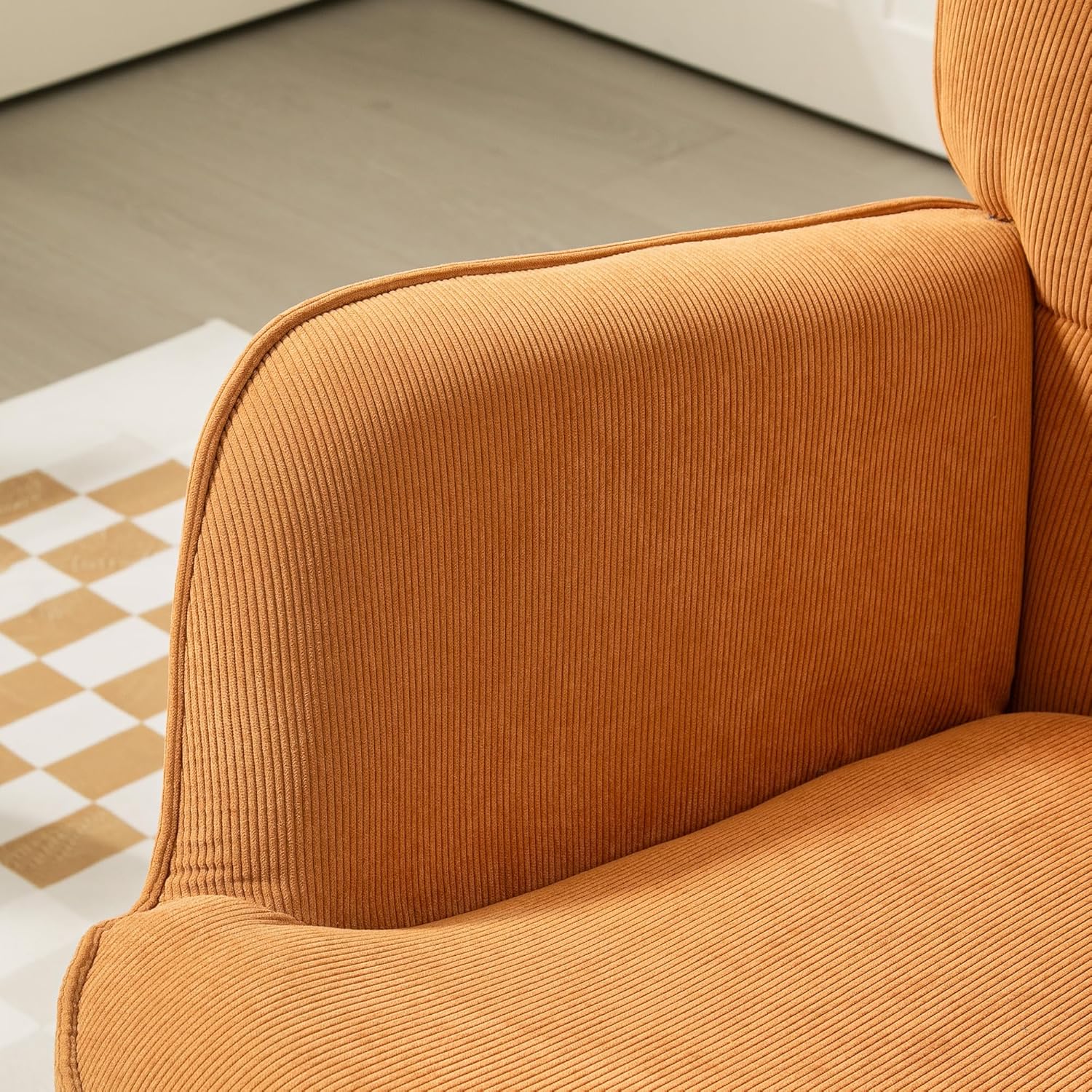 HOMCOM Ohrensessel mit Hocker Sessel Loungesessel mit Cord-Optik, Modern Relaxsessel, Armlehnensessel Lesesessel für Wohnzimmer, Schlafzimmer, Braun