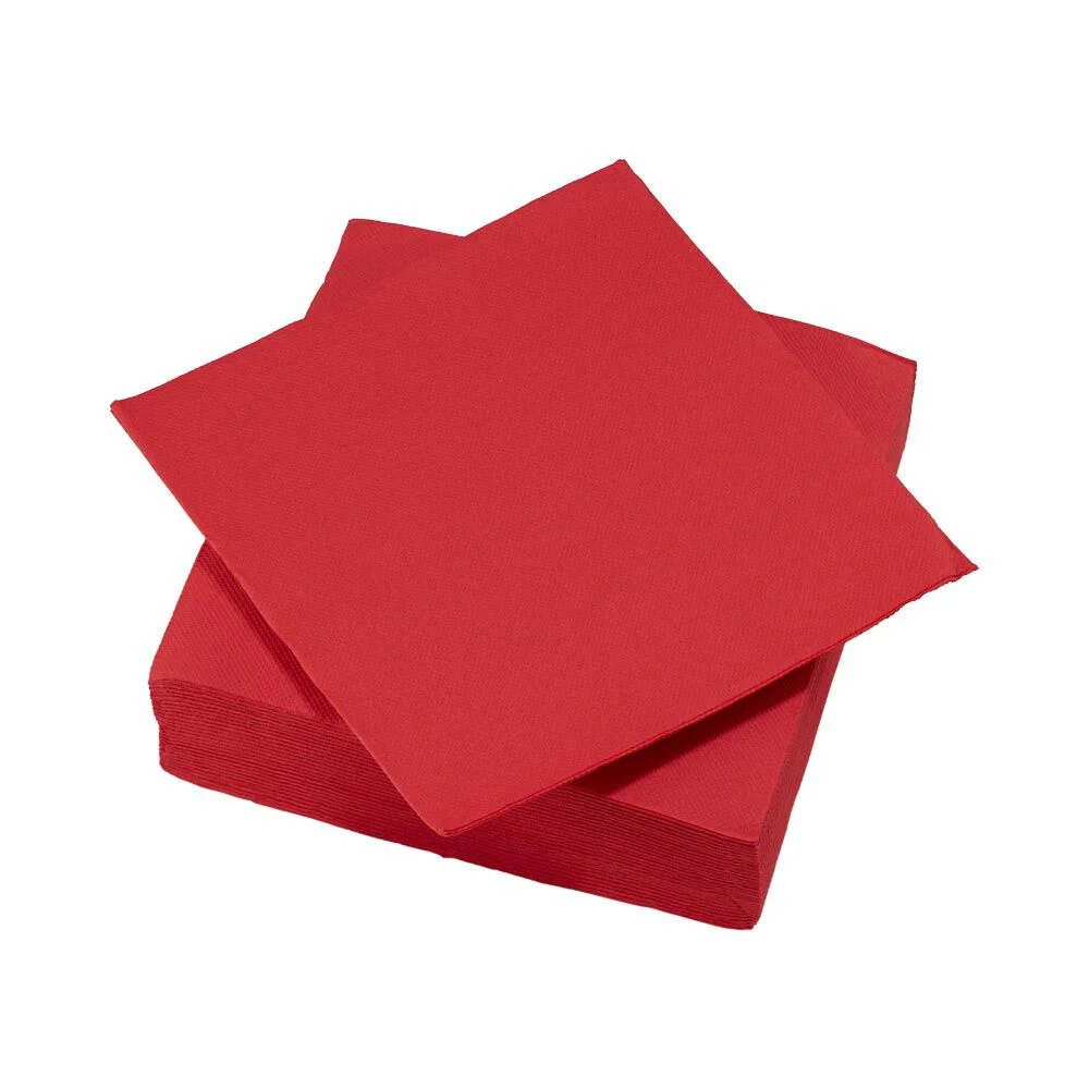 Serviette carrée rouge 2 plis en papier x40