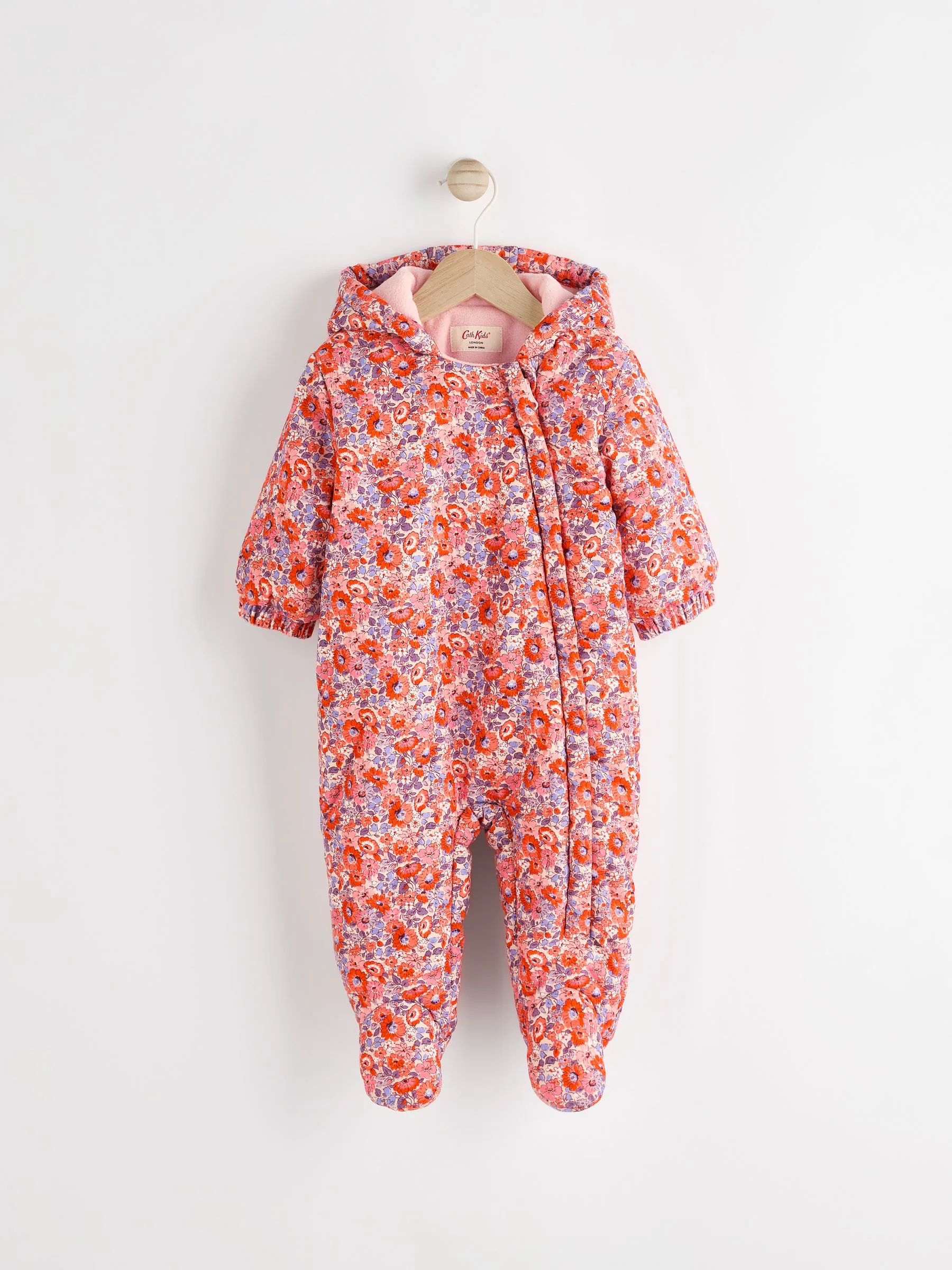 Rood bloemmotief - Cath Kidston corduroy onesie voor baby's