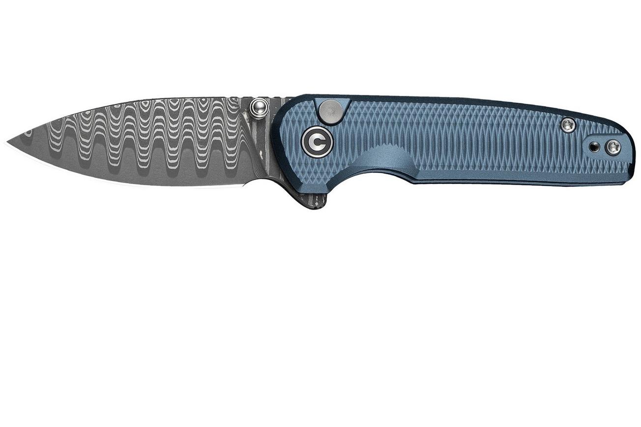 Civivi Mini Shakan C20052F-DS1, Damascus, Blue Aluminium, zakmes