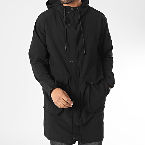 Veste Zippée Capuche Longue Noir