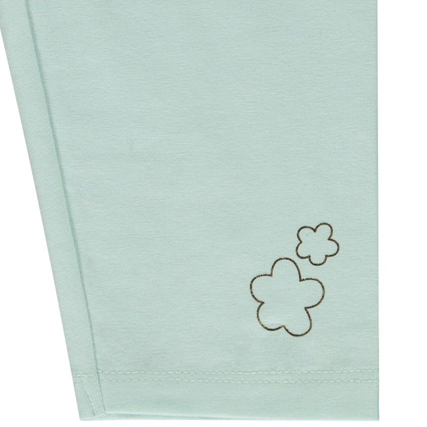 Lot de 2 corsaires unis avec print glitter fleurs pour bébé fille - Bleu