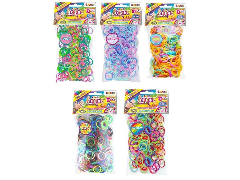 Craze Bastelset Loops - 600 Loops Bag assortiert Armbänder zum Selbermachen