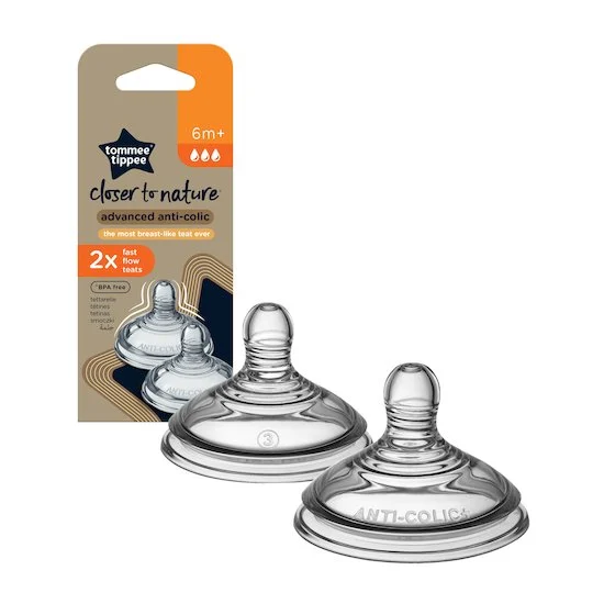 Lot de 2 tétines anti-colique   Débit rapide   de               Tommee Tippee