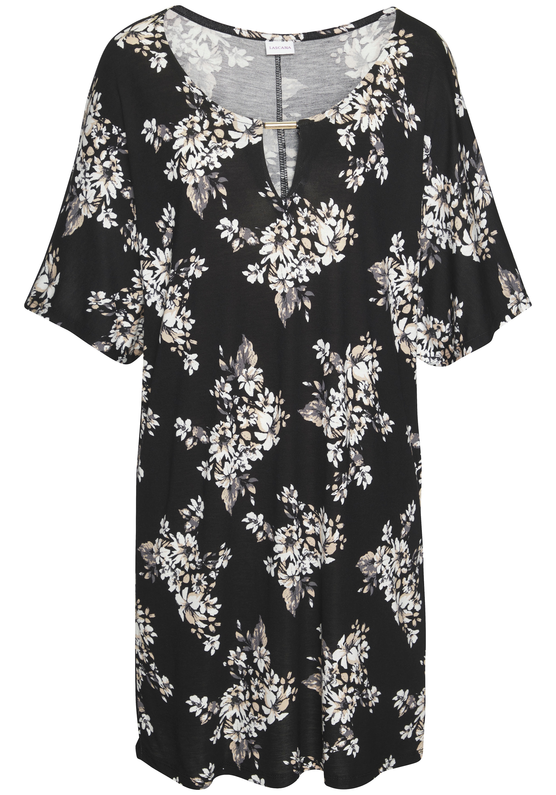 LASCANA Longshirt , mit dezentem Blumendruck, Shirtkleid mit weiten Ärmel