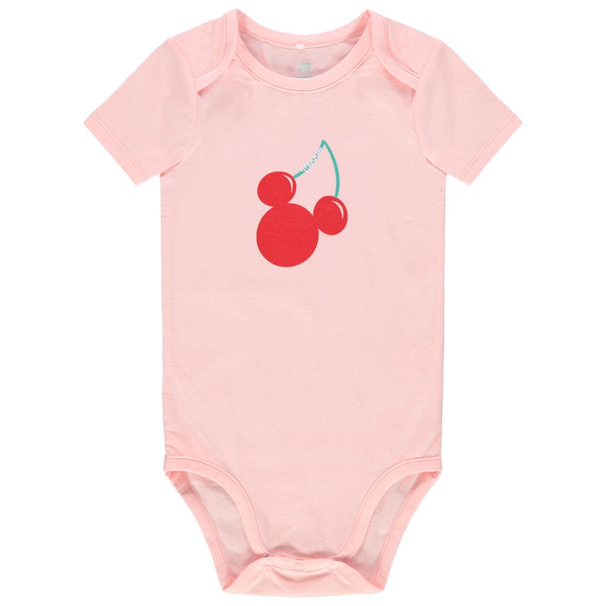 Body manches courtes print Minnie forme cerises - Rose