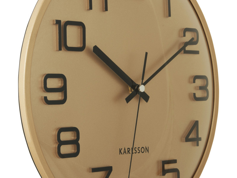 Wall Clock 3D Numbers KA6022GD Gold painted