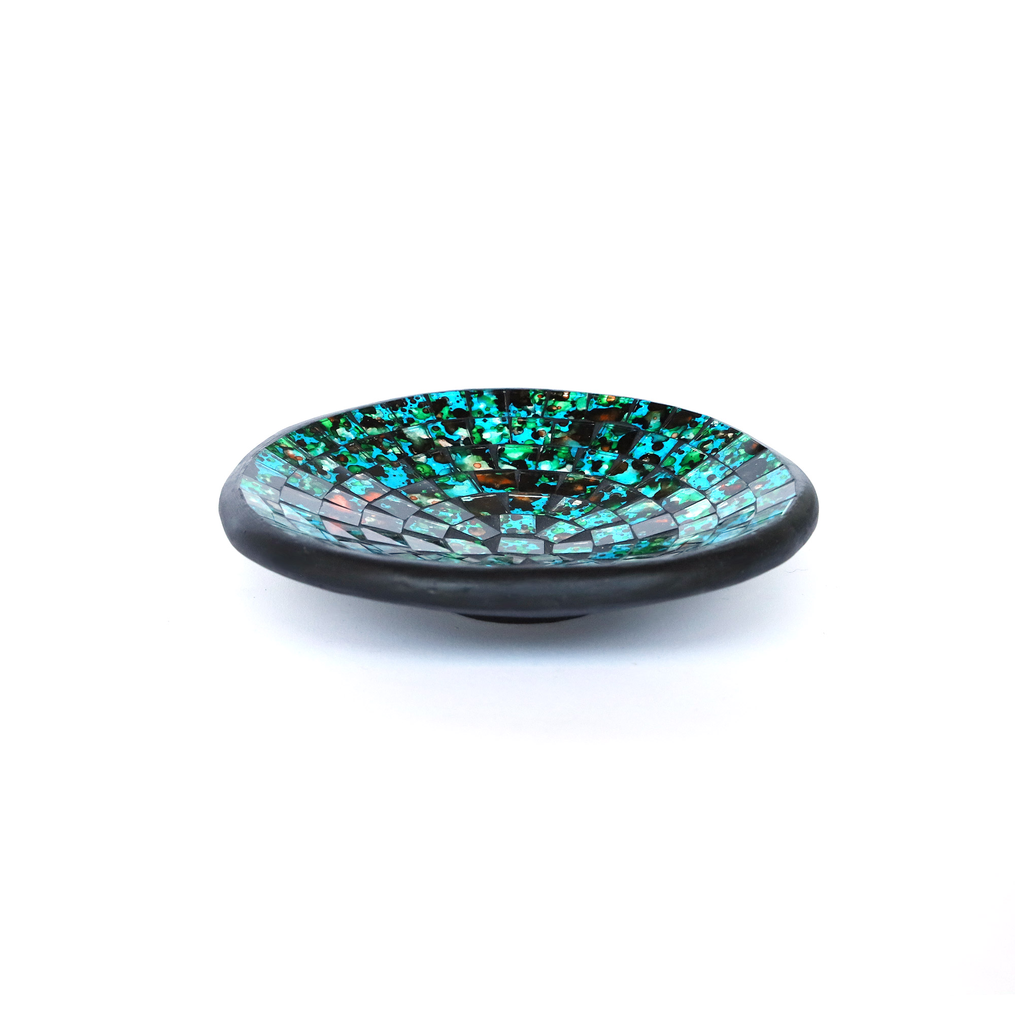Mosaikteller 'Bali Rain', blau-grün, Ø 15 cm, H 4 cm von fischer's lagerhaus
