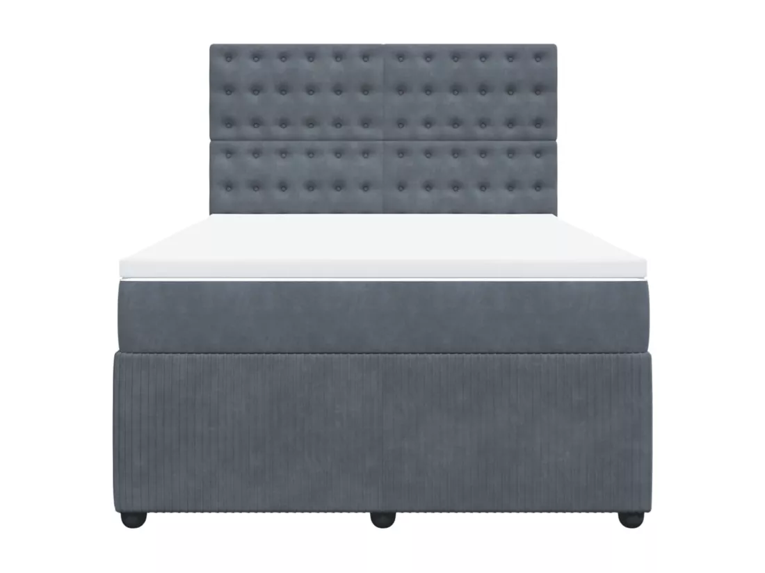Sommier à lattes de lit et matelas Gris foncé 140x190cm Velours